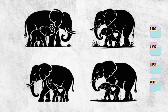 Elephant Mom and Baby Craft Graphics for Heartfelt Projects